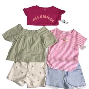 Carter’s Garanimals Easy Peasy 4T NWT Summer Lot 5pc Tops Shorts Gingham Denim